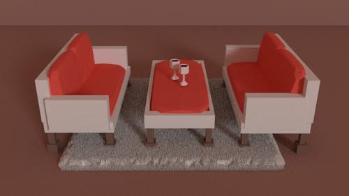 Couch and Wine (Low-Poly) preview image